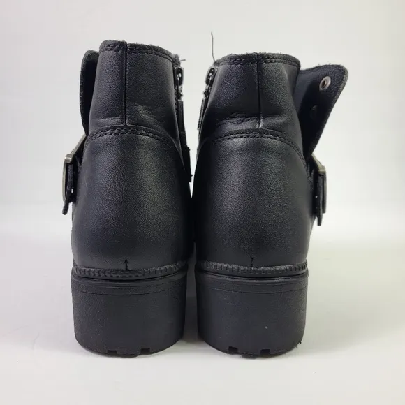 Milwaukee Women Motorcycle Black Leather Side Zip Buckle Riding Boots Sz 9.5C