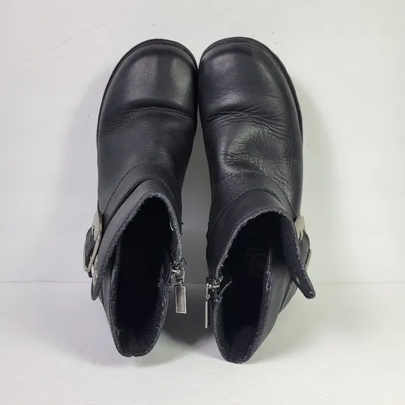 Milwaukee Women Motorcycle Black Leather Side Zip Buckle Riding Boots Sz 9.5C