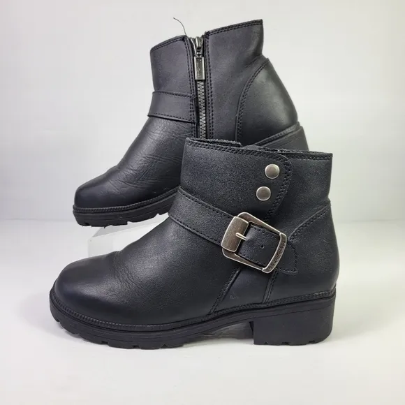 Milwaukee Women Motorcycle Black Leather Side Zip Buckle Riding Boots Sz 9.5C