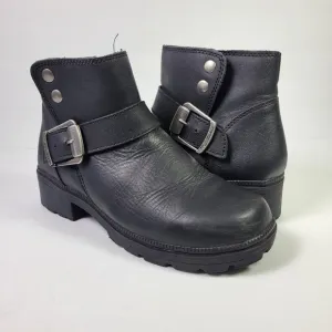 Milwaukee Women Motorcycle Black Leather Side Zip Buckle Riding Boots Sz 9.5C