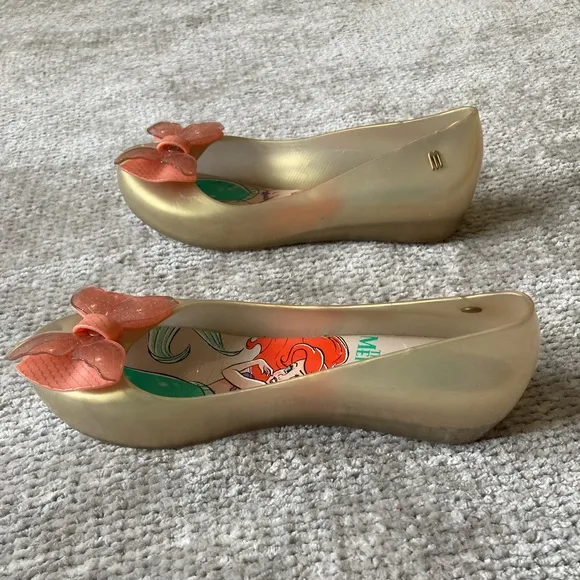 Mini Melissa Disney The Little Mermaid Ariel Sparkle Bow Shoes Girls 3