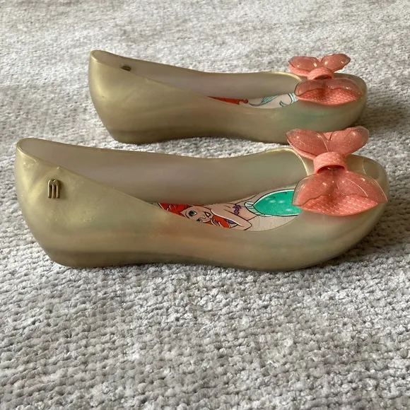 Mini Melissa Disney The Little Mermaid Ariel Sparkle Bow Shoes Girls 3