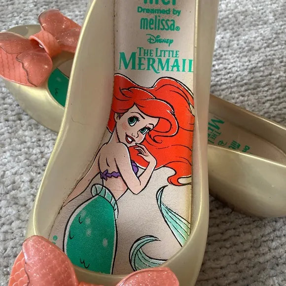 Mini Melissa Disney The Little Mermaid Ariel Sparkle Bow Shoes Girls 3