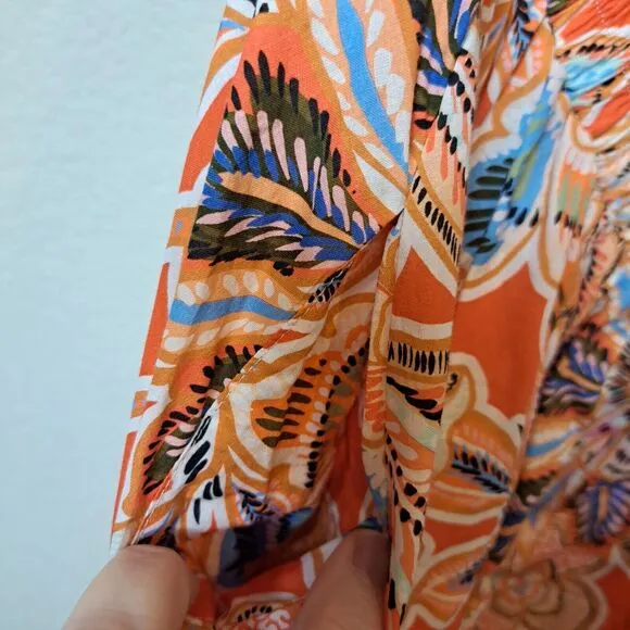 Misa Los Angeles Dana Mae Maxi Dress in Tangerine Flora Cutout Backless Sz L NWT