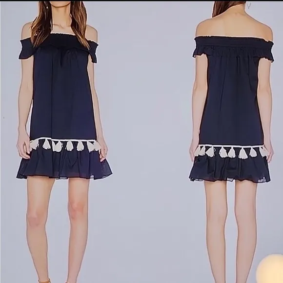 MISA Los Angeles Gia off the shoulder minidress tassel trim size L (unworn)