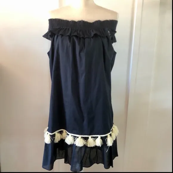 MISA Los Angeles Gia off the shoulder minidress tassel trim size L (unworn)