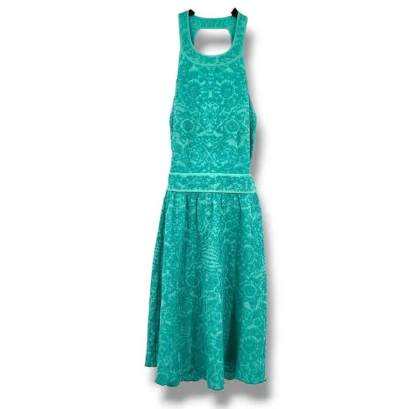 Missoni Knit Dress Sleeveless Open Back Green Floral Print Casual S