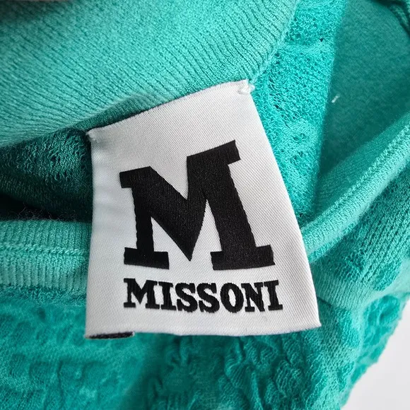 Missoni Knit Dress Sleeveless Open Back Green Floral Print Casual S