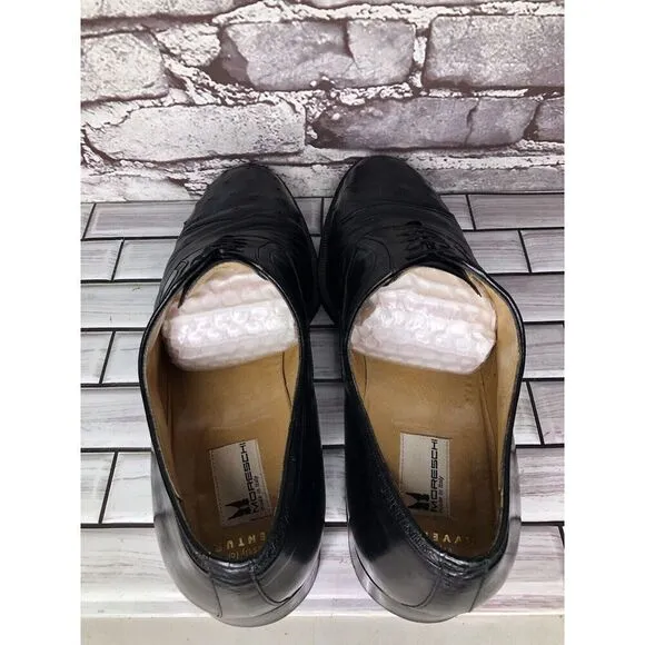MORESCHI Black Leather Ostrich Cap Toe Oxfords Dress Shoes Men’s Sz 12M US/45EU