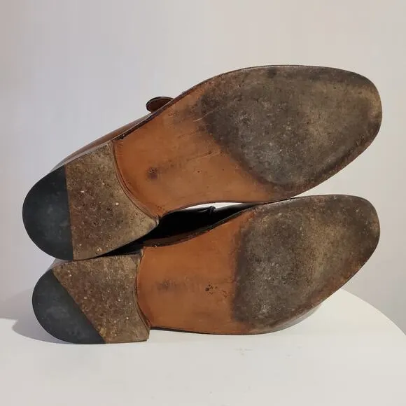Moreschi Monk Strap Buckle Brown Leather Oxford Loafer Dress Shoes Mens Size 8