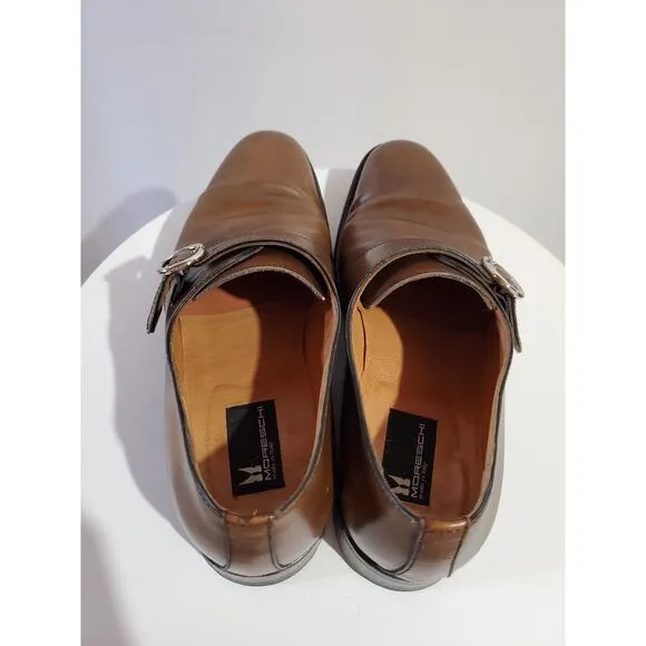 Moreschi Monk Strap Buckle Brown Leather Oxford Loafer Dress Shoes Mens Size 8