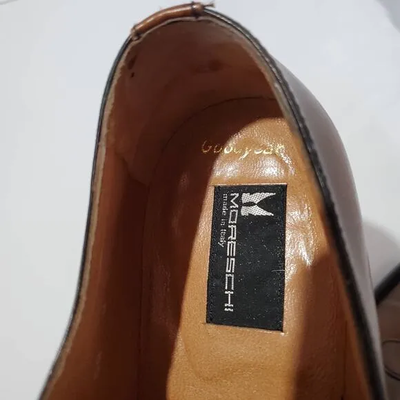 Moreschi Monk Strap Buckle Brown Leather Oxford Loafer Dress Shoes Mens Size 8