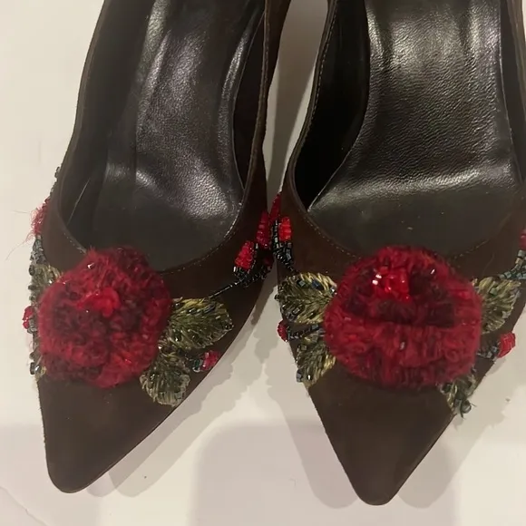 Moschino vintage kitten heeled beaded pumps shoes