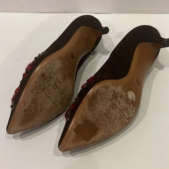 Moschino vintage kitten heeled beaded pumps shoes