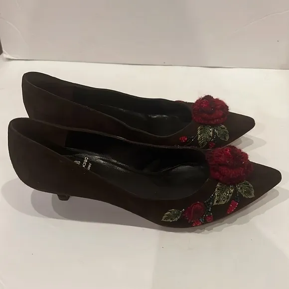 Moschino vintage kitten heeled beaded pumps shoes