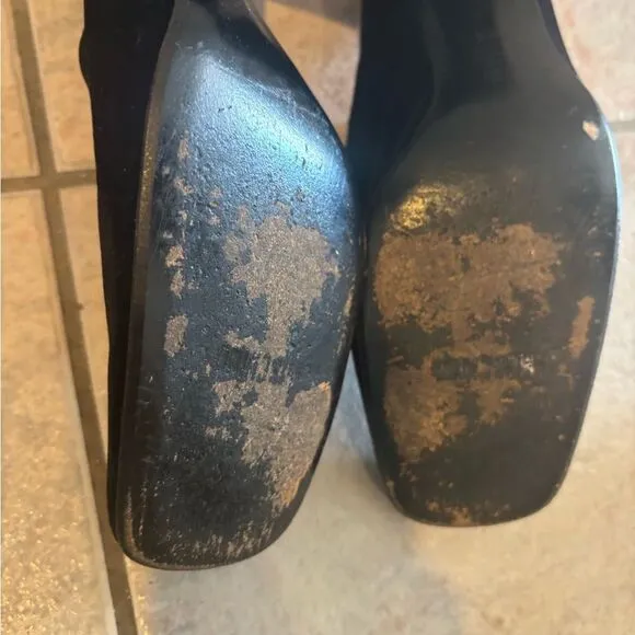 Moschino dress shoes baby doll heels logo pumps velvet y2k vintage