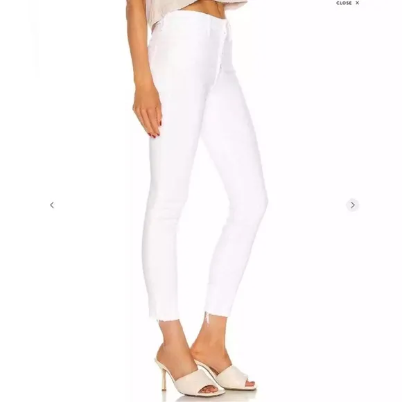 Mother Denim Pixie Ankle Fray Fairest of Them All White Skinny Jeans size 27