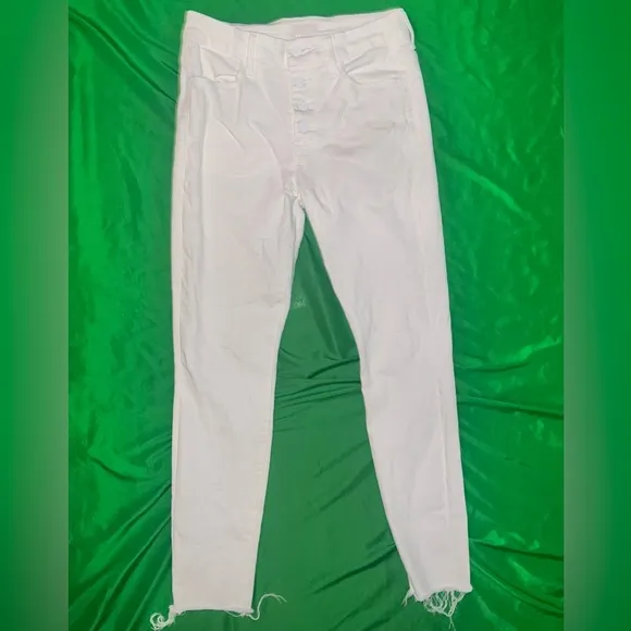 Mother Denim Pixie Ankle Fray Fairest of Them All White Skinny Jeans size 27