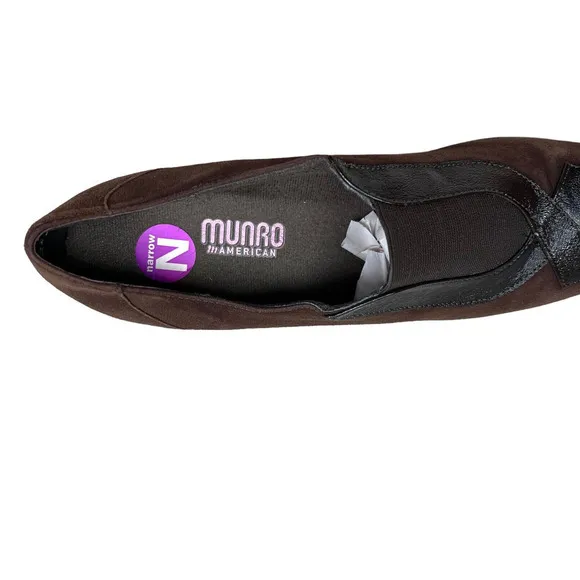 Munro American Pump Brown Suede Stretch Gore Vamp Slip On‎ Women Size 9N