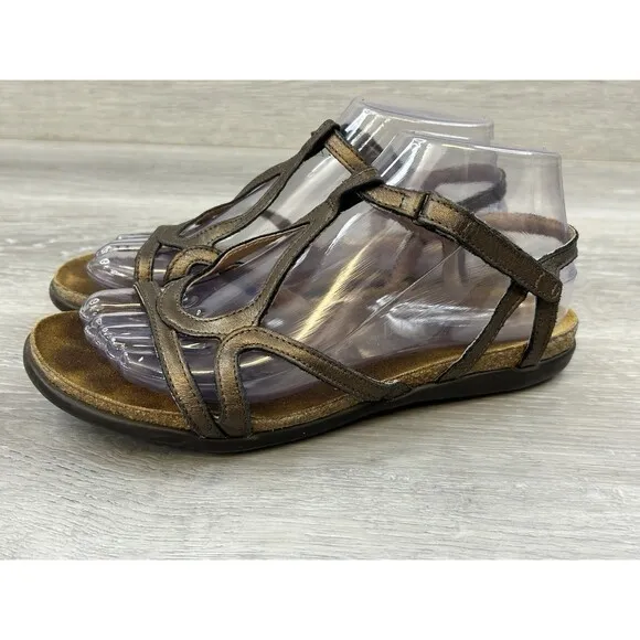 Naot Dorith Women's Sandals Bronze  Leather Hook Loop Strappy Shoes US 7.5