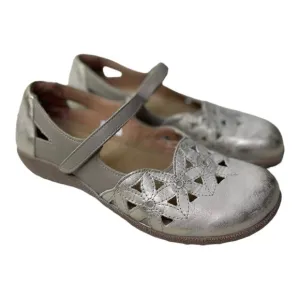 Naot Women’s Toatoa Gold Shimmer Metallic Floral Laser Cut Mary Jane Shoes
