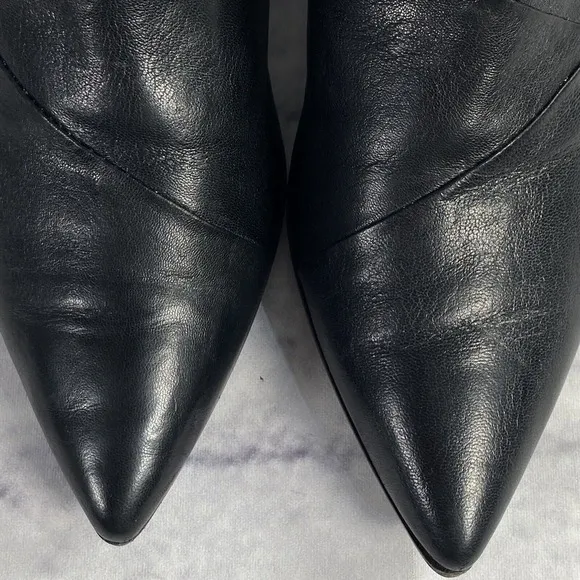Napoleoni Black Leather Ankle Chelsea‎ Boots Size EU 40 US 9 Italy Woven Design