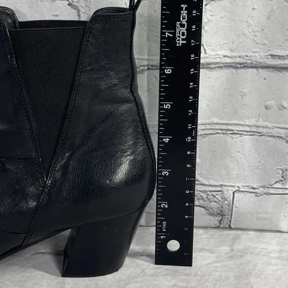 Napoleoni Black Leather Ankle Chelsea‎ Boots Size EU 40 US 9 Italy Woven Design