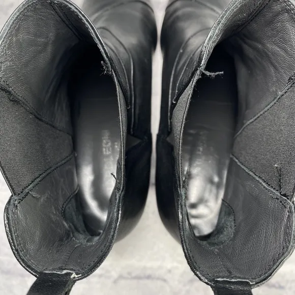 Napoleoni Black Leather Ankle Chelsea‎ Boots Size EU 40 US 9 Italy Woven Design