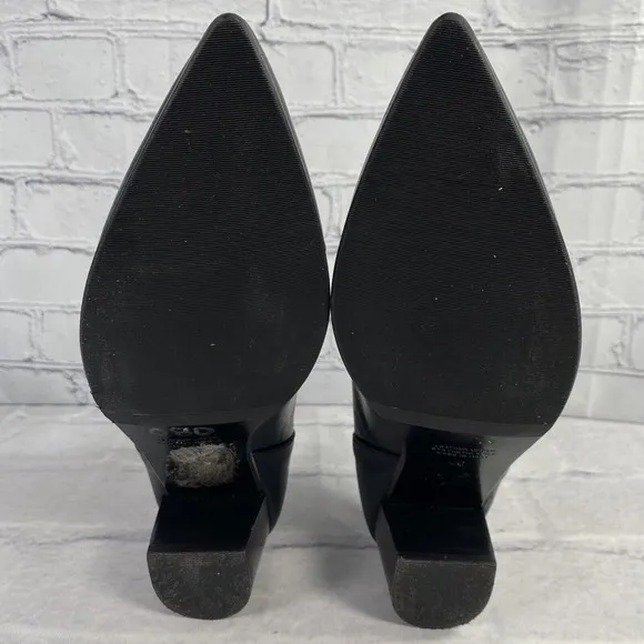 Napoleoni Black Leather Ankle Chelsea‎ Boots Size EU 40 US 9 Italy Woven Design