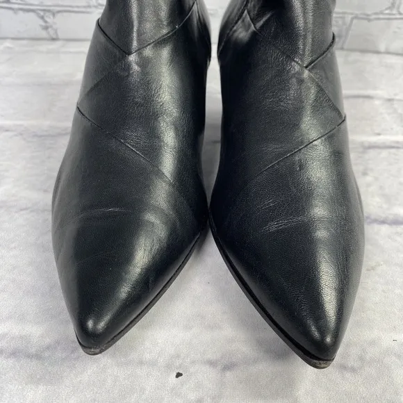 Napoleoni Black Leather Ankle Chelsea‎ Boots Size EU 40 US 9 Italy Woven Design
