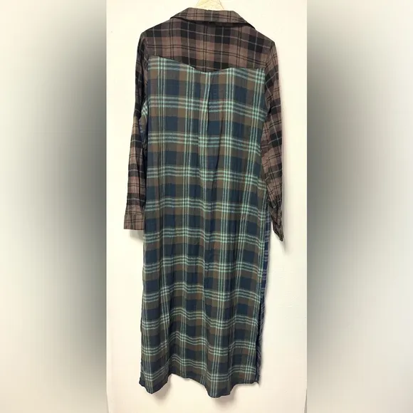 Natural Life 100% Cotton Flannel Esme Plaid Long Maxi Shirt Dress Large NWT