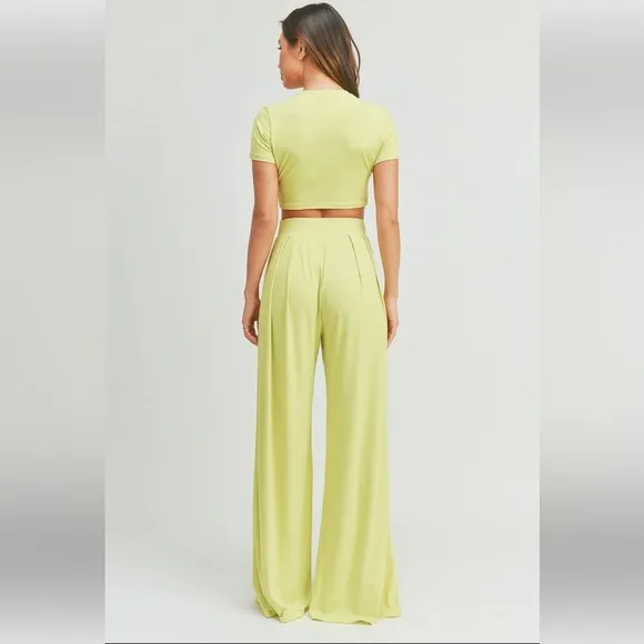 NEW &quot;Bon Voyage&quot; Lime Crop Top &amp; High Waist Pants Set