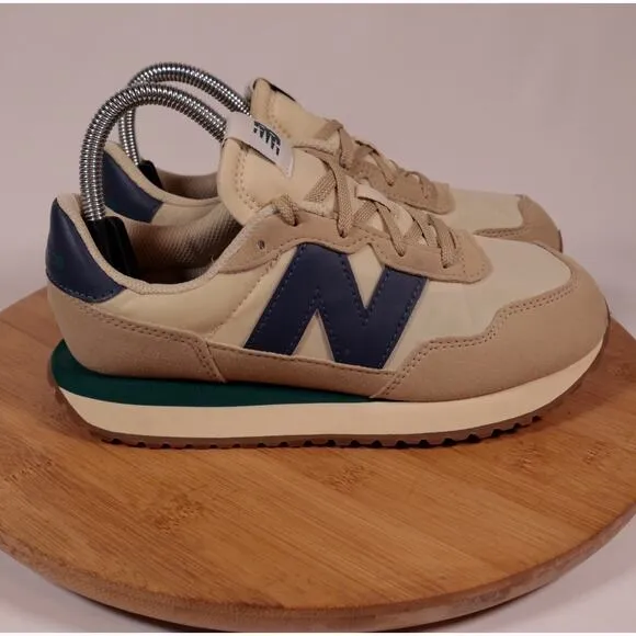 New Balance 237 Running Sneakers Shoes Men 4.5 (womens 6 equiv) tan Blue Suede