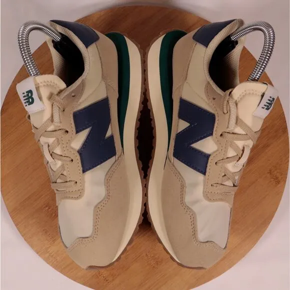New Balance 237 Running Sneakers Shoes Men 4.5 (womens 6 equiv) tan Blue Suede
