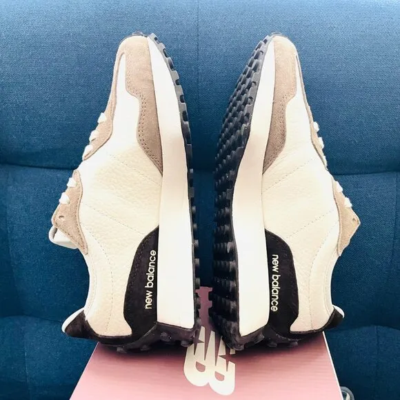 New Balance 327 Special Edition Women Sneaker Shoes White Leather Brown …
