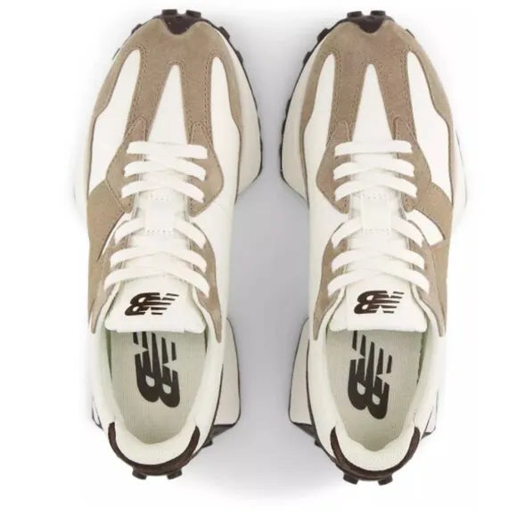New Balance 327 Special Edition Women Sneaker Shoes White Leather Brown …
