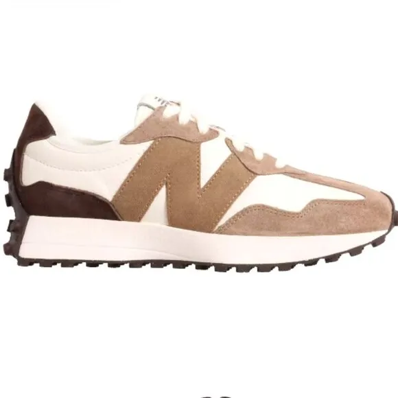 New Balance 327 Special Edition Women Sneaker Shoes White Leather Brown …