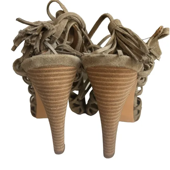 NEW Banana Republic Army Green Lace Up Open Heel cutout Shoes Heels Pumps 9.5