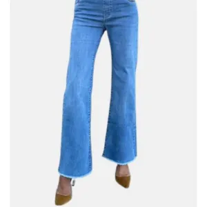 NEW BEVY FLOG amanda wide leg pant in light blue denim