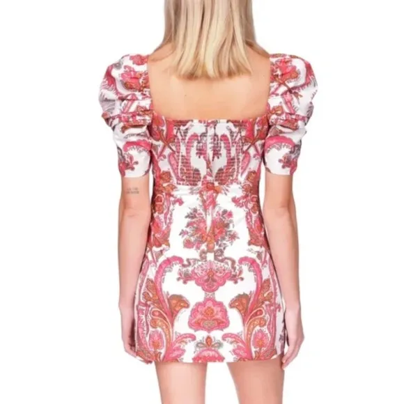 NEW Cara Cara Kelly Mini Dress - Peacock Coral Floral Red White Cotton Party