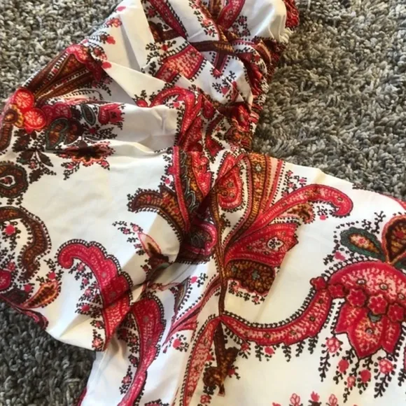 NEW Cara Cara Kelly Mini Dress - Peacock Coral Floral Red White Cotton Party