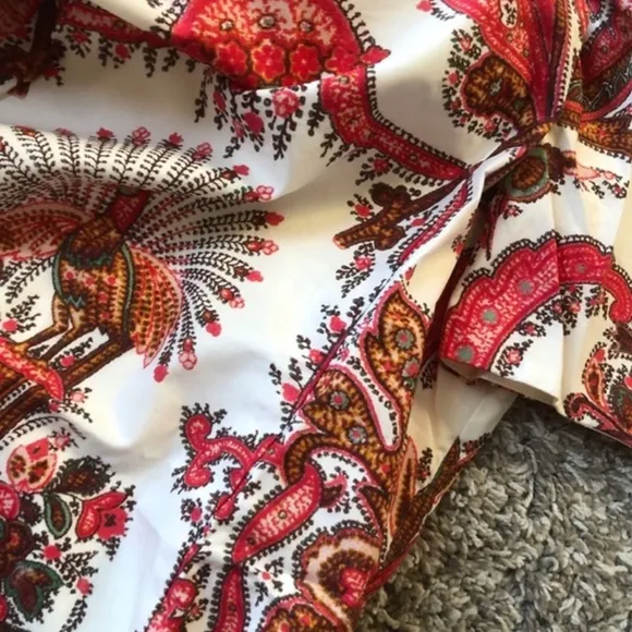 NEW Cara Cara Kelly Mini Dress - Peacock Coral Floral Red White Cotton Party