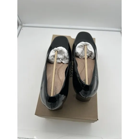 New Clarks Collection Kyndall Iris Patent Leather Pumps Black Foam Size 11M