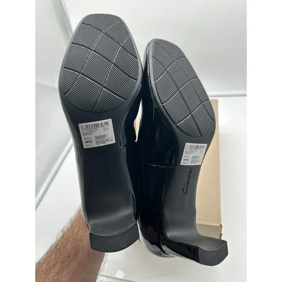 New Clarks Collection Kyndall Iris Patent Leather Pumps Black Foam Size 11M