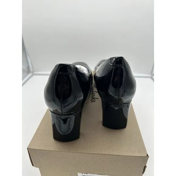 New Clarks Collection Kyndall Iris Patent Leather Pumps Black Foam Size 11M