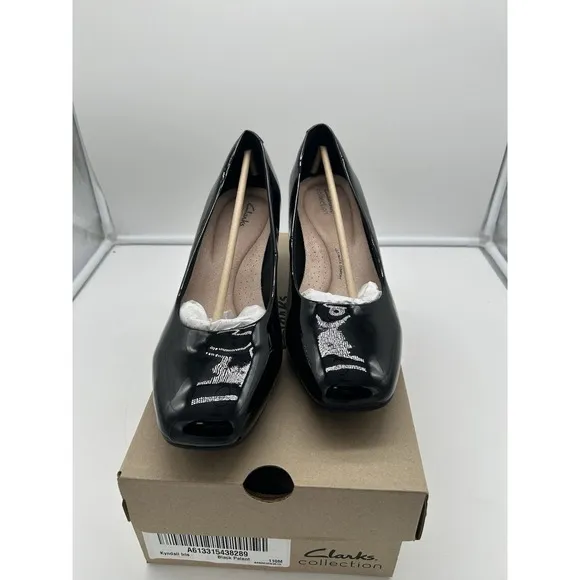 New Clarks Collection Kyndall Iris Patent Leather Pumps Black Foam Size 11M