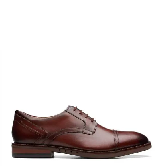 NEW CLARKS men's un hugh cap shoes in mahogany