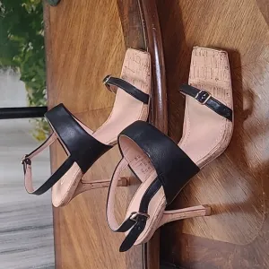 New! Coach Kit Sandal Womens 6 black gold leather sling back heel sandals