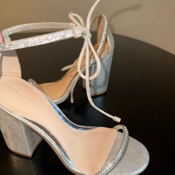 New COPPER KEY Dance Party RHINESTONE suede WOMEN'S Block Heel Sandals 9.5