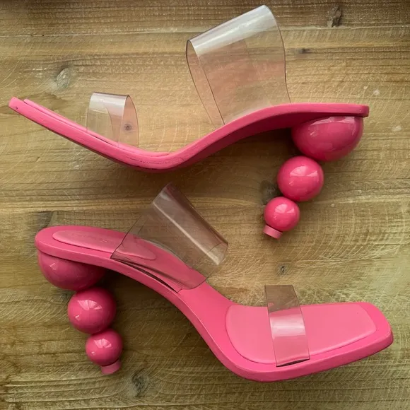 New CULT GAIA Vita Vinyl Stacked Heel Mules in Blossom Pink Size 39